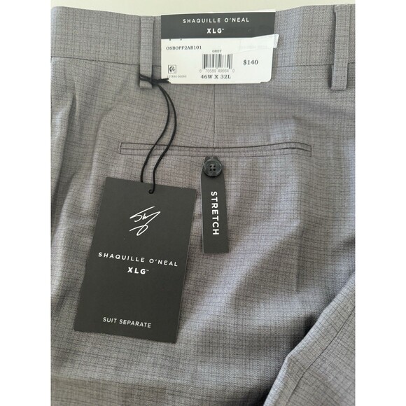 Shaquille O’Neal XLG Gray Plaid Men's Stretch Classic Fit Suit Pants 46W-32L - Picture 9 of 12